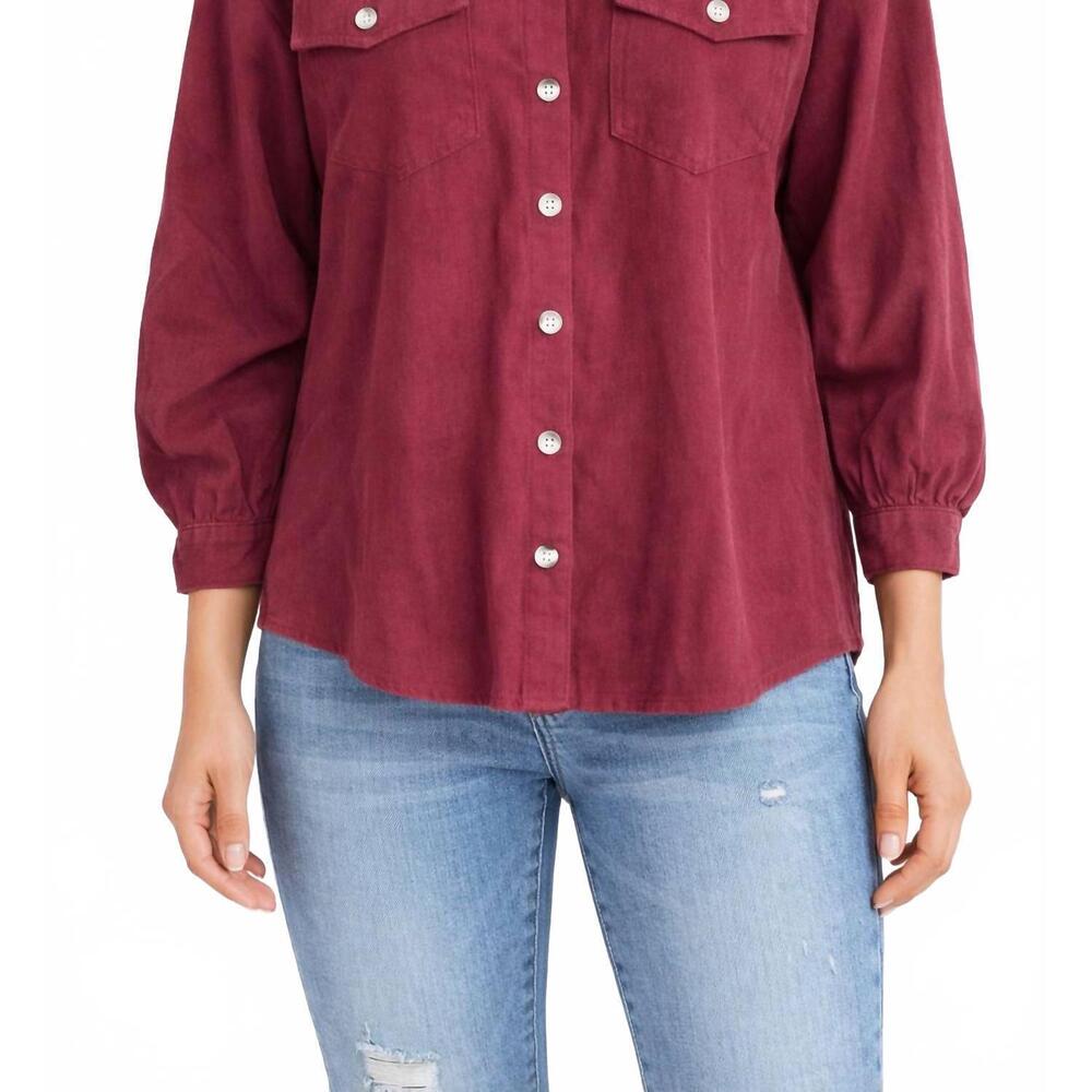 NEW COZY CASUAL corduroy button down shacket in wine